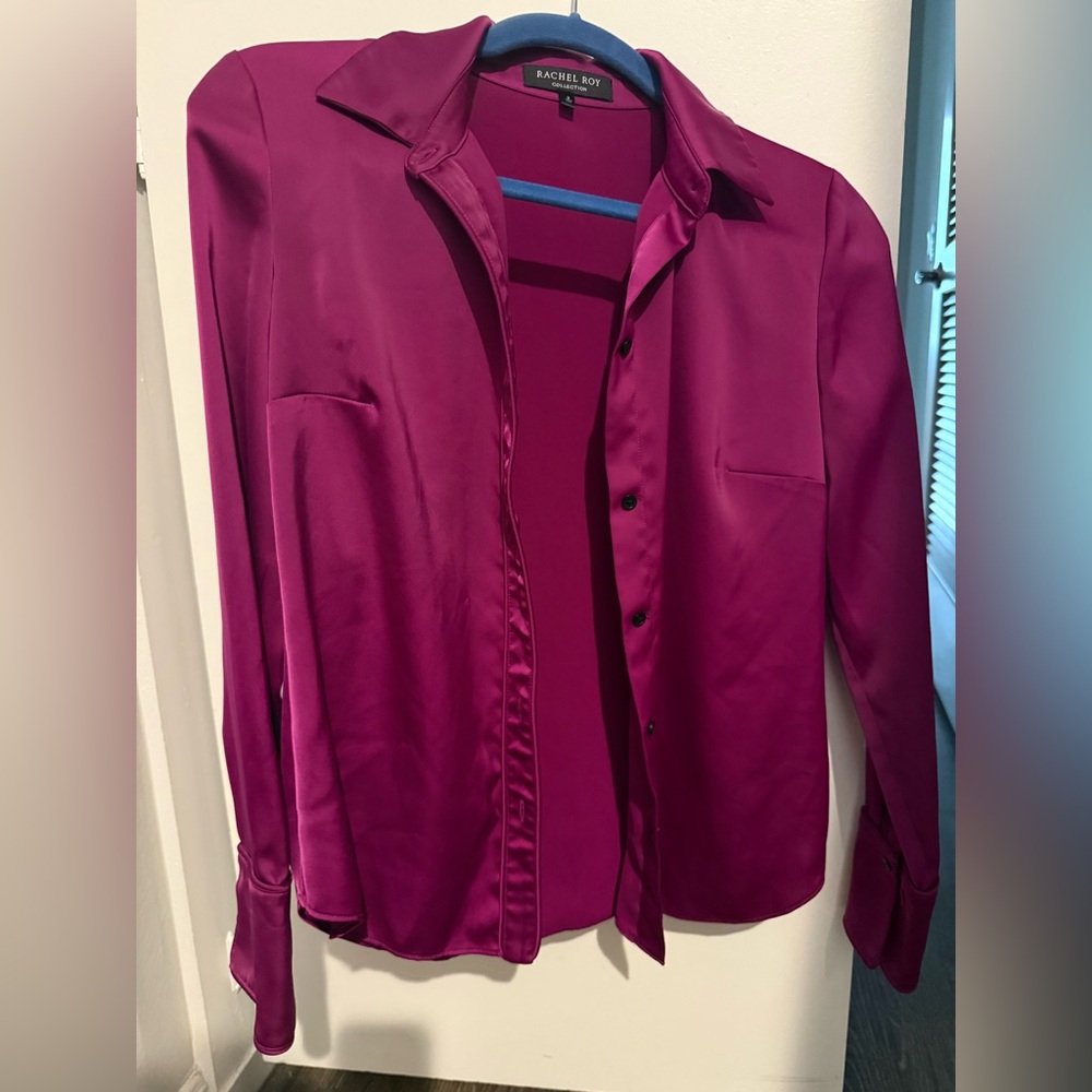 RACHEL Rachel Roy Women's Button Down Shirt - Fuchsia